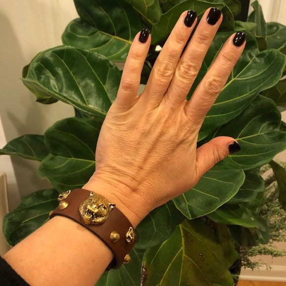 Gucci Feline Head Leather Bracelet in Brown - Picture 3 of 8
